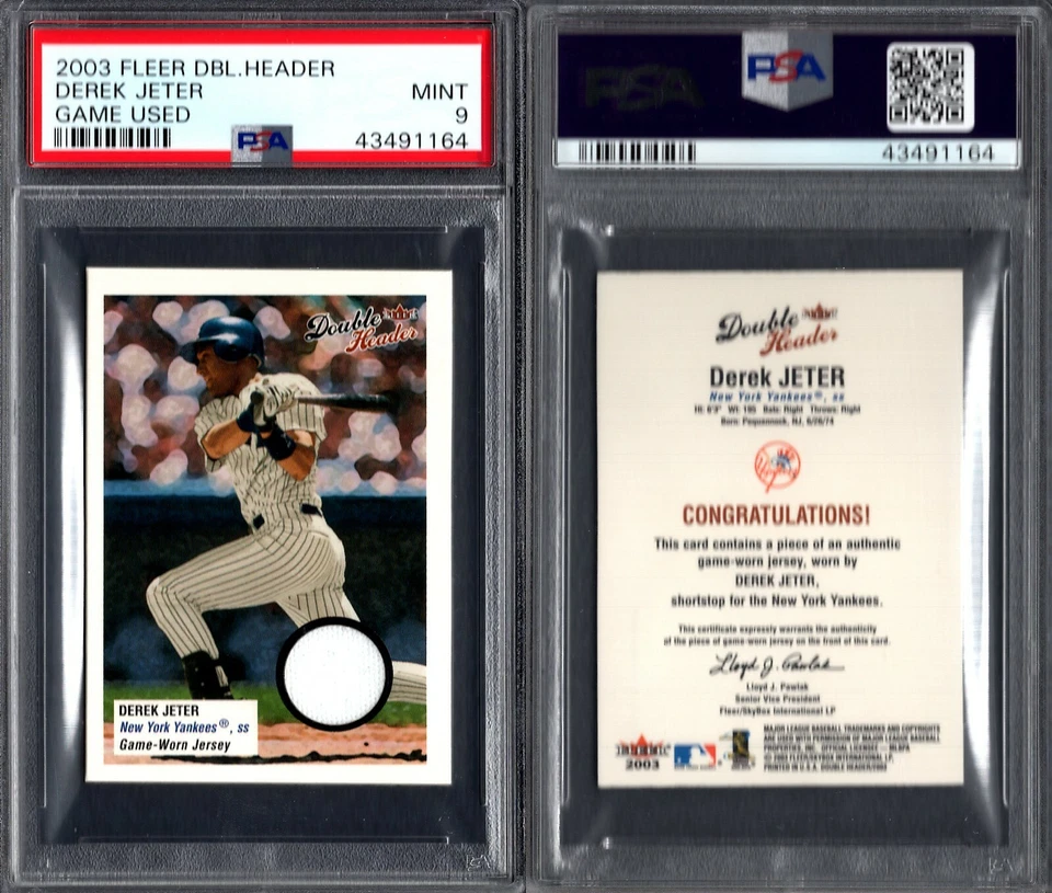 PSA 9 2003 Fleer Double Header Flip Card Jersey Derek Jeter PR/200 POP3 G00 2346 - Image 1 of 1