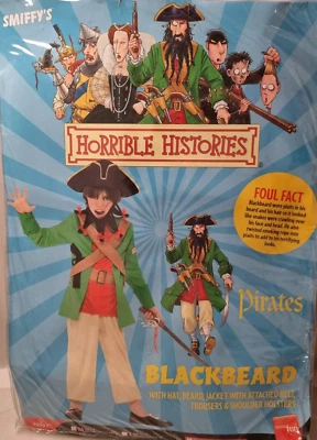 HORRIBLE HISTORIES ELEGANTE VESTIDO DE BARBA NEGRA DISFRAZ PIRATA EDAD 7-9 SMIFFY'S 25897 Foto 1 de 2