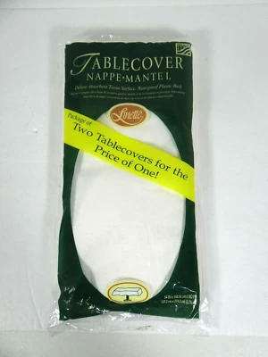 Linette Tablecover 2 Ply Tissue 1 Ply Plastic 54 x 108 2 in Package White - Image 1 of 4