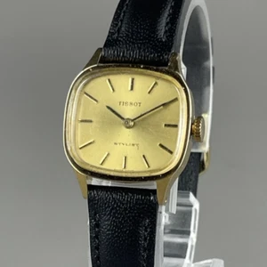 TISSOT Stylist Manual Wind Ladies Vintage Watch Gold SS New Leather band - Picture 1 of 22