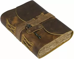 Handmade Leather Journal Notebook Bound Writing Diary Sketch Deckle Book New - Picture 1 of 8