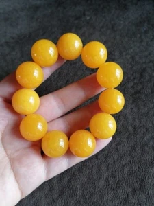 Yellow Dragon Jade Bracelet Bracelet Yellow Ball Men's Bracelet Bracelet 2.0CM - Picture 1 of 5