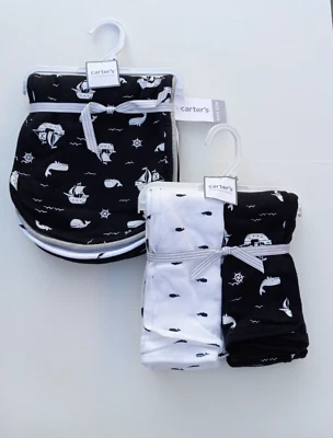 Paños para eructar con tema de ballena blanca y barco pirata de Carter + mantas para envolver Foto 1 de 4