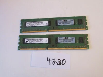 Micron 2x2Gb=4Gb PC3-10600 1333Mhz DDR3 Desktop Memory RAM (4230) - Image 1 of 2