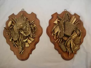 PAIR OF ANTIQUE FRENCH BRONZE BAS RELIEF,ON WOOD PANEL,HUNTING,FISHING,LATE 19th - Picture 1 of 21