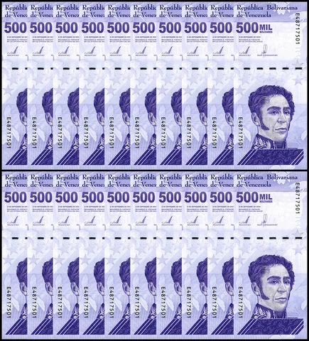 Venezuela 500 Mil Bolivar Soberano 2020 UNC X 20 PCS Bundle USA SELLER Million Cover