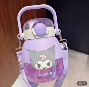 Kuromi Sanrio Water Bottle With Strap Large Size Tritan Purple Kawaii 1050oz - Picture 1 of 5