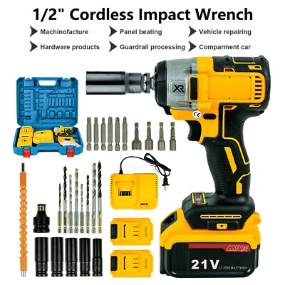 ZISTEL 1/2" Cordless Electric Impact Wrench Brushless 21V Tool Set 680Nm w/ 2 Batteries