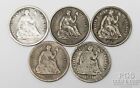 1860-O, 1861 x4 Seated Liberty Half Dimes 1/2D  5x "Civil War Coins" 28210