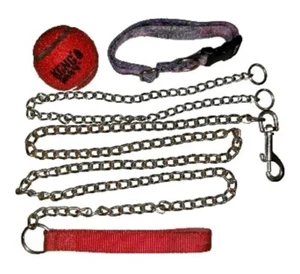 Haustier Hundespielzeug Kong SqueakAir Ball groß Metallkette Leine verstellbar Halsband Medium - Bild 1 von 7