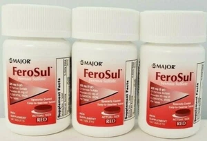 Major FeroSul Ferrous Sulfate 325mg Red Iron Supplement Tablets 100 Ct, 3Pack - Picture 1 of 1