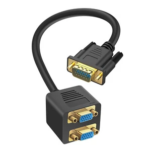 LinQ Adaptateur Vidéo VGA Mâle vers Double VGA Femelle Compact Robuste Noir - Imagen 1 de 5