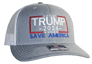Tropic Hats Adult Embroidered Trump 2024 Save America 6 Panel Trucker Cap - Picture 1 of 41