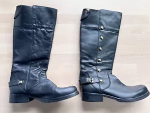Steve Madden Olster schwarze kniehohe Lederstiefel mit Nieten Größe 9,5 - Bild 1 von 9