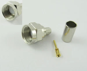 10x F Stecker Gerade Crimp RG58 RG142 RG400 LMR195 RG223 RF Stecker Nickel - Bild 1 von 1