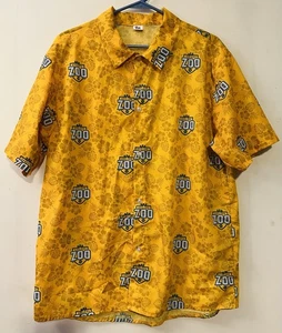 Pitt Panthers Oakland Zoo Button Down Yellow Hawaiian Shirt Medium Rare - Picture 1 of 5