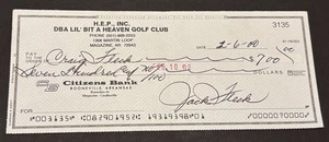 1955 US Open Champion Jack Fleck (Deceased) Autographed Signed Check to Son - Picture 1 of 4