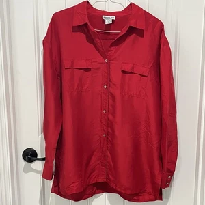 Robbie Bee Ted Seide Knopfleiste Bluse Tunika XL Lagenlook Arbeit Kern - Bild 1 von 8