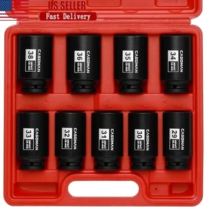 9pcs 1/2 Inch Deep Impact Socket Set Axle Nut Repair Tools Chrome Steel New - Picture 1 of 9