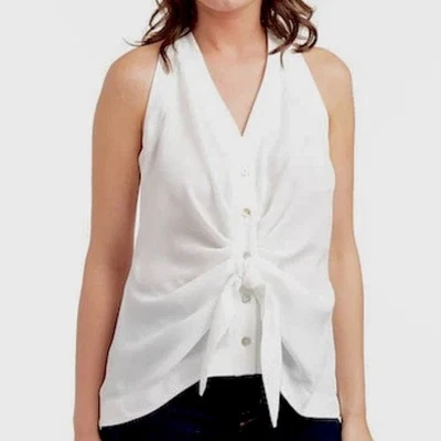 Blusa Anthropologie DREW Tibby Torção Cintura Sem Mangas Branca Tamanho XS Usado - Imagem 1 de 4