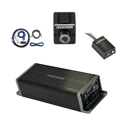 Kicker 200W 4-Channel Amplifier, Dual Bass Remote, Install Kit, Stereo Converter - Image 1 of 4