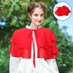  Red Sleeveless Cloak Distressed Scarf Lightweight Tie Wrap Shawl - Picture 1 of 12