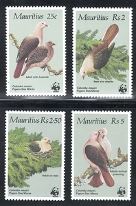 Mauritius Mint NH Sc# 613/616 SG# 708/711 Pink Pigeon birds set WWF fauna 1985 - Picture 1 of 2
