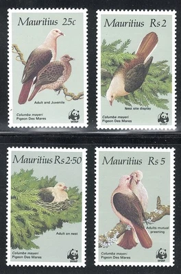 Mauritius Mint NH Sc# 613/616 SG# 708/711 Pink Pigeon birds set WWF fauna 1985 - Image 1 of 2