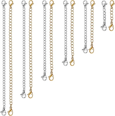 Extensores de collar de 12 piezas - Cadena de extensión de collar de acero inoxidable para joyería Foto 1 de 4