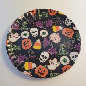 Juego de 8 platos de Halloween de melamina y cachemir para cupcakes y cachemir negros 10,25 pulgadas nuevos - Imagen 1 de 15