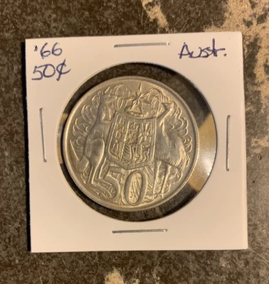 1966 Australia 50c 80% silver coin in cover - Image 1 of 2