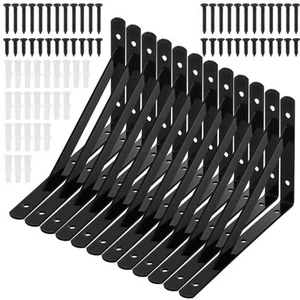 12 Pack Heavy Duty Shelf Brackets 8 in X 5 in Wall Mount Steel L Shelf Brack - Picture 1 of 7