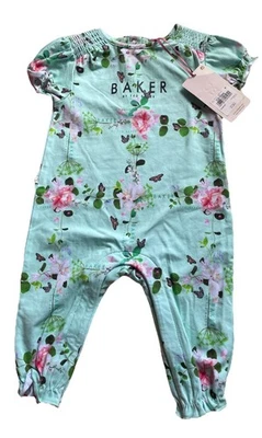 Ted Baker Baby Girls Floral Mint Romper 6-9m BNWT £17 - Image 1 of 2