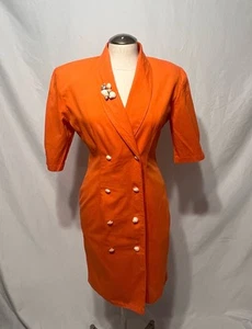 Knapp Studio Kleid orange 80’s Vintage Gr. Small Muschel Verzierungen - Bild 1 von 7