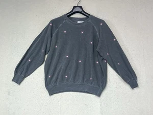 Der tolle Pullover Sweatshirt Damen Größe 1 grau rosa Blumen distressed siehe Bilder - Bild 1 von 11