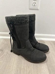 Rieker Dominika Stiefel Damen Größe 38 EU 7,5 US grau Strickbündchen Fleece gefüttert vegan - Bild 1 von 9