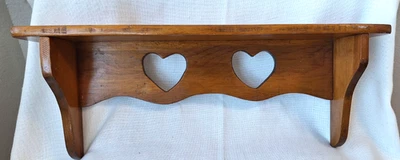 Vintage 18” Wood Wall Shelf Heart Cutouts Handmade Country Cottage  - Image 1 of 4