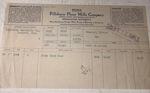 Pillsbury Flour Mills Company Minneapolis, MN (Aug 7, 1919) Invoice - Picture 1 of 5