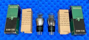TWO Sylvania Type 45 Vacuum Tubes Matched 1951 Date Micromhos & mA Strong +BOXES - Picture 1 of 21