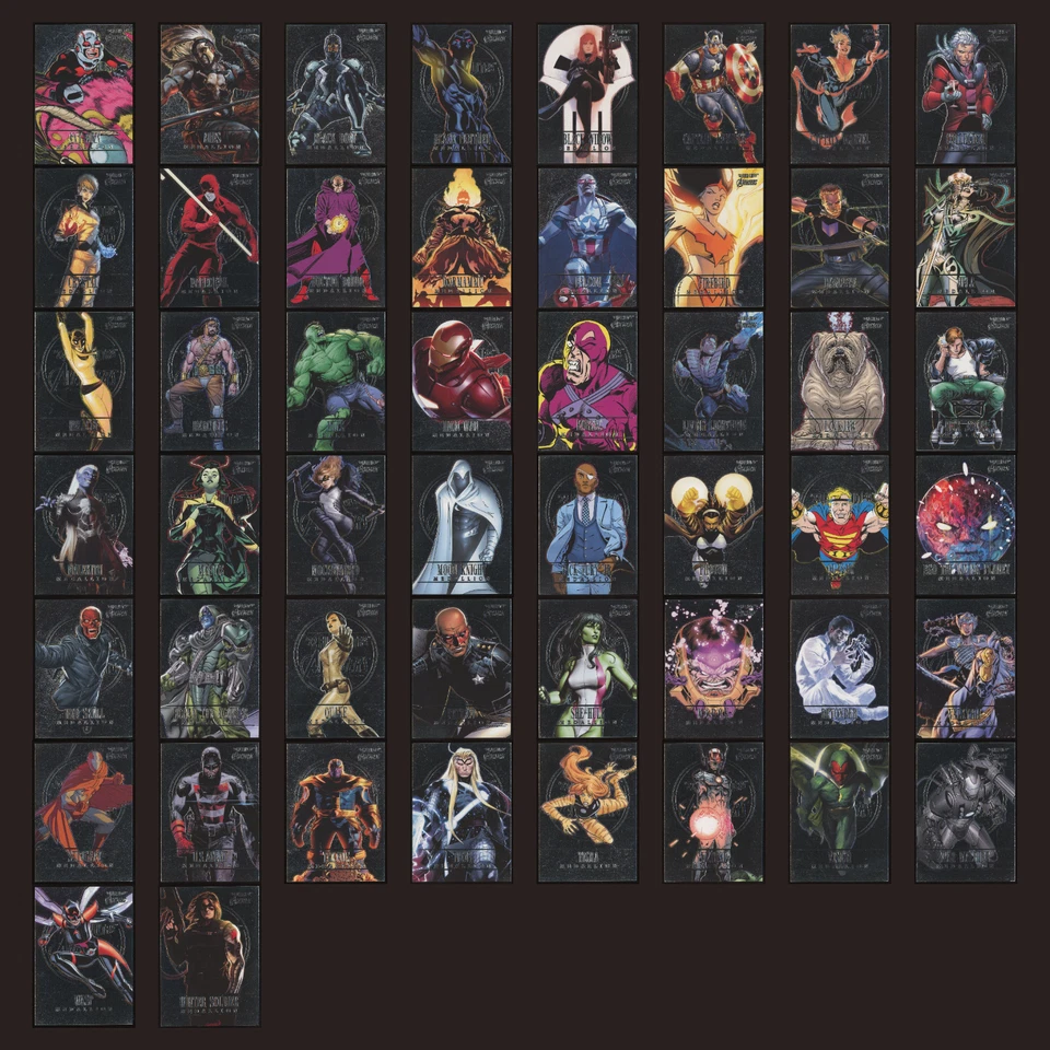 Juego completo de 50 cartas medallones Marvel Fleer Ultra Avengers 2022 Hulk Iron Man Foto 1 de 4