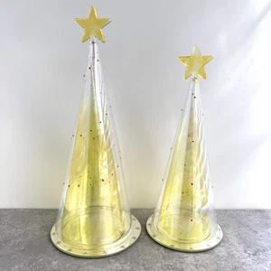 Gelbgold Glas Weihnachtsbaum 13” & 11” Dekor 2er Set - Bild 1 von 6