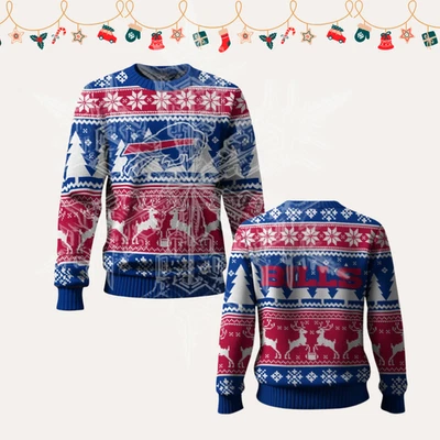 Suéter feo de fútbol de renos Christmas Bills 2025 Foto 1 de 3