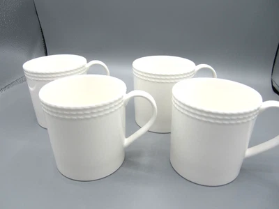 Набор из 4 белых кофейных чайных кружек Lenox Kate Spade с ободком из бисера Wickford 12 унций (B11) - Изображение 1 из 4