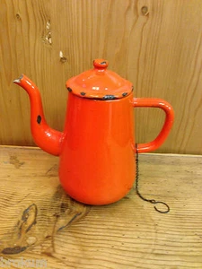 Bittersweet Orange Enamelware Coffeepot ~ Vintage ~EN13 - Picture 1 of 9