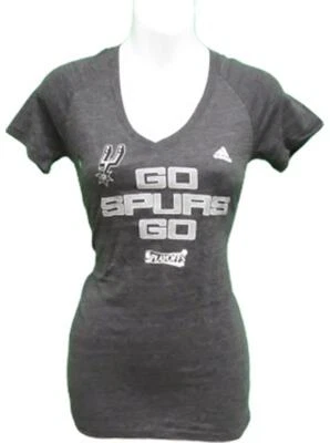 New San Antonio Spurs Go Playoffs Womens Sizes S-M-XL Gray Adidas V-Neck Shirt - Image 1 of 4