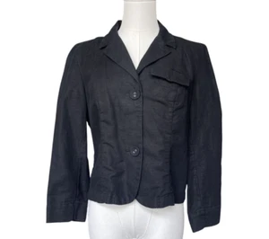 Gap Womens Crop Linen Blazer Size 6 Short Black Coastal Office Preppy Minimalist - Picture 1 of 9