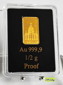 Goldbarren 1/2 g - 275 Jahre Dresdner Frauenkirche - 999,9er Gold OVP - Bild 1 von 4