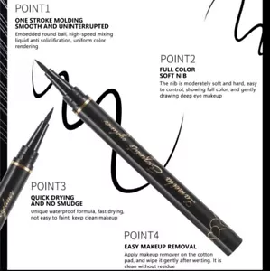 Black Waterproof Eyeliner Pencil Pen BUY 1 GET 1 FREE And Free Eyeshadow Brush - Picture 1 of 6