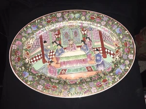 18 Zoll Vintage Porzellan Familie rosa Kanton Platte - Bild 1 von 8