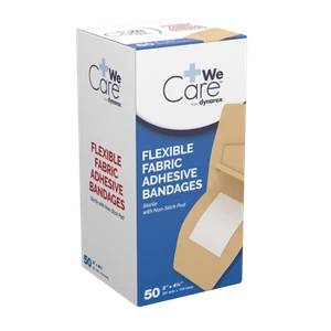 Long-Lasting Adhesive, Sterile Premium-Quality Fabric Bandage 2" x 4 1/2" 50 Box - Picture 1 of 3